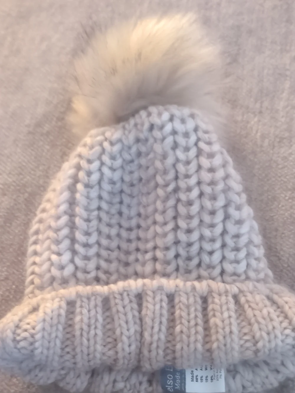 Cozy Kids Knit Pom Beanie - Beige Tan Gelso Bianco Made In italy Small Toddler